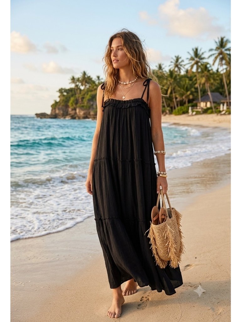 Talulah Maxi Dress Black Size M Boho Coastal Cottagecore Festival Resortwear